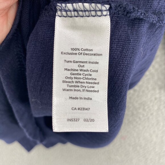 Talbots Top Womens Medium Navy Cotton Embroidered 3/4 Sleeve Slub Knit Pullover - Picture 6 of 9